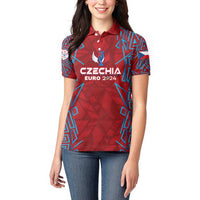 Personalized Czech Republic Football 2024 Women Polo Shirt Trophy Wing Style - Wonder Print Shop
