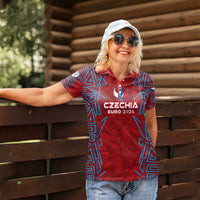 Personalized Czech Republic Football 2024 Women Polo Shirt Trophy Wing Style - Wonder Print Shop