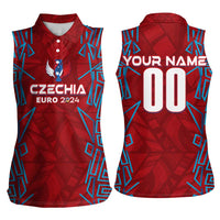 Personalized Czech Republic Football 2024 Women Sleeveless Polo Shirt Trophy Wing Style - Wonder Print Shop