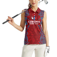 Personalized Czech Republic Football 2024 Women Sleeveless Polo Shirt Trophy Wing Style - Wonder Print Shop