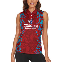 Personalized Czech Republic Football 2024 Women Sleeveless Polo Shirt Trophy Wing Style - Wonder Print Shop