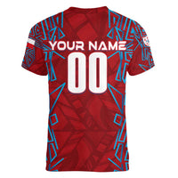 Personalized Czech Republic Football 2024 Women V-Neck T-Shirt Trophy Wing Style - Wonder Print Shop