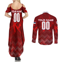 Personalized Serbia Football 2024 Couples Matching Summer Maxi Dress and Long Sleeve Button Shirt Trophy Wing Style - Wonder Print Shop
