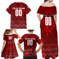 Personalized Serbia Football 2024 Family Matching Off Shoulder Maxi Dress and Hawaiian Shirt Trophy Wing Style - Wonder Print Shop
