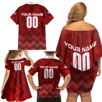 Personalized Serbia Football 2024 Family Matching Off Shoulder Short Dress and Hawaiian Shirt Trophy Wing Style - Wonder Print Shop