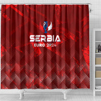 Serbia Football 2024 Shower Curtain Trophy Wing Style