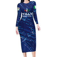 Personalized Italy Football 2024 Family Matching Long Sleeve Bodycon Dress and Hawaiian Shirt Trophy Wing Style - Wonder Print Shop