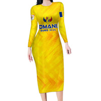 Personalized Romania Football 2024 Family Matching Long Sleeve Bodycon Dress and Hawaiian Shirt Trophy Wing Style - Wonder Print Shop
