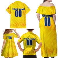 Personalized Romania Football 2024 Family Matching Off Shoulder Maxi Dress and Hawaiian Shirt Trophy Wing Style - Wonder Print Shop