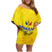 Personalized Romania Football 2024 Family Matching Off Shoulder Short Dress and Hawaiian Shirt Trophy Wing Style - Wonder Print Shop