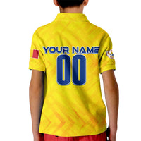 Personalized Romania Football 2024 Kid Polo Shirt Trophy Wing Style - Wonder Print Shop