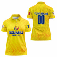 Personalized Romania Football 2024 Women Polo Shirt Trophy Wing Style - Wonder Print Shop