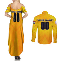 Personalized Netherlands Football 2024 Couples Matching Summer Maxi Dress and Long Sleeve Button Shirt Trophy Wing Style - Wonder Print Shop