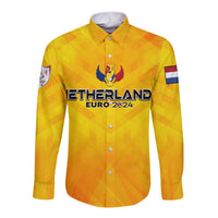 Personalized Netherlands Football 2024 Long Sleeve Button Shirt Trophy Wing Style - Wonder Print Shop