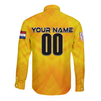 Personalized Netherlands Football 2024 Long Sleeve Button Shirt Trophy Wing Style - Wonder Print Shop