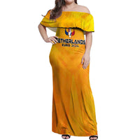 Personalized Netherlands Football 2024 Off Shoulder Maxi Dress Trophy Wing Style - Wonder Print Shop