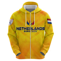 Personalized Netherlands Football 2024 Zip Hoodie Trophy Wing Style - Wonder Print Shop