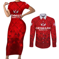 Personalized Denmark Football 2024 Couples Matching Short Sleeve Bodycon Dress and Long Sleeve Button Shirt Trophy Wing Style - Wonder Print Shop
