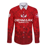 Personalized Denmark Football 2024 Long Sleeve Button Shirt Trophy Wing Style - Wonder Print Shop