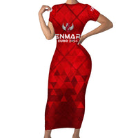 Personalized Denmark Football 2024 Short Sleeve Bodycon Dress Trophy Wing Style - Wonder Print Shop