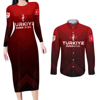 Personalized Turkey Football 2024 Couples Matching Long Sleeve Bodycon Dress and Long Sleeve Button Shirt Trophy Wing Style - Wonder Print Shop