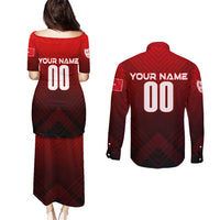 Personalized Turkey Football 2024 Couples Matching Puletasi and Long Sleeve Button Shirt Trophy Wing Style - Wonder Print Shop