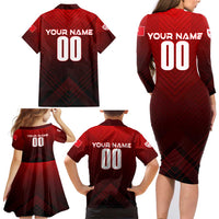 Personalized Turkey Football 2024 Family Matching Long Sleeve Bodycon Dress and Hawaiian Shirt Trophy Wing Style - Wonder Print Shop