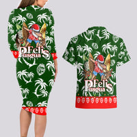 Guam Christmas Couples Matching Long Sleeve Bodycon Dress and Hawaiian Shirt Felis Pusgua Tropical Xmas Patterns - Wonder Print Shop