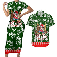 Guam Christmas Couples Matching Short Sleeve Bodycon Dress and Hawaiian Shirt Felis Pusgua Tropical Xmas Patterns - Wonder Print Shop