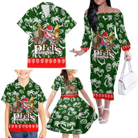 Guam Christmas Family Matching Off Shoulder Long Sleeve Dress and Hawaiian Shirt Felis Pusgua Tropical Xmas Patterns - Wonder Print Shop