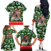Guam Christmas Family Matching Off Shoulder Long Sleeve Dress and Hawaiian Shirt Felis Pusgua Tropical Xmas Patterns - Wonder Print Shop
