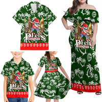 Guam Christmas Family Matching Off Shoulder Maxi Dress and Hawaiian Shirt Felis Pusgua Tropical Xmas Patterns - Wonder Print Shop