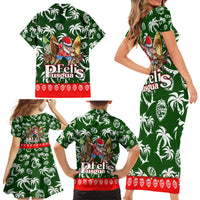 Guam Christmas Family Matching Short Sleeve Bodycon Dress and Hawaiian Shirt Felis Pusgua Tropical Xmas Patterns - Wonder Print Shop