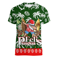 Guam Christmas Women V Neck T Shirt Felis Pusgua Tropical Xmas Patterns - Wonder Print Shop