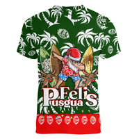 Guam Christmas Women V Neck T Shirt Felis Pusgua Tropical Xmas Patterns - Wonder Print Shop