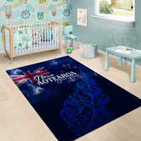 Personalised New Zealand Area Rug Aotearoa Map Silver Fern - Wonder Print Shop
