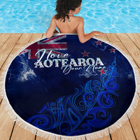 Personalised New Zealand Beach Blanket Aotearoa Map Silver Fern - Wonder Print Shop