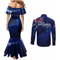 personalised-new-zealand-couples-matching-mermaid-dress-and-long-sleeve-button-shirts-aotearoa-map-silver-fern