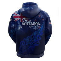Personalised New Zealand Hoodie Aotearoa Map Silver Fern - Wonder Print Shop