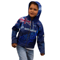 Personalised New Zealand Kid Hoodie Aotearoa Map Silver Fern - Wonder Print Shop