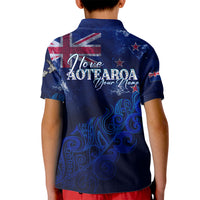 Personalised New Zealand Kid Polo Shirt Aotearoa Map Silver Fern - Wonder Print Shop