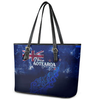Personalised New Zealand Leather Tote Bag Aotearoa Map Silver Fern - Wonder Print Shop