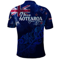 Personalised New Zealand Polo Shirt Aotearoa Map Silver Fern - Wonder Print Shop