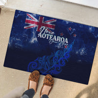Personalised New Zealand Rubber Doormat Aotearoa Map Silver Fern - Wonder Print Shop