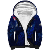 Personalised New Zealand Sherpa Hoodie Aotearoa Map Silver Fern - Wonder Print Shop