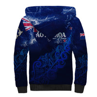 Personalised New Zealand Sherpa Hoodie Aotearoa Map Silver Fern - Wonder Print Shop