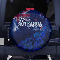 Personalised New Zealand Spare Tire Cover Aotearoa Map Silver Fern - Wonder Print Shop