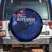 Personalised New Zealand Spare Tire Cover Aotearoa Map Silver Fern - Wonder Print Shop