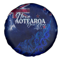 Personalised New Zealand Spare Tire Cover Aotearoa Map Silver Fern - Wonder Print Shop