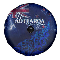 Personalised New Zealand Spare Tire Cover Aotearoa Map Silver Fern - Wonder Print Shop